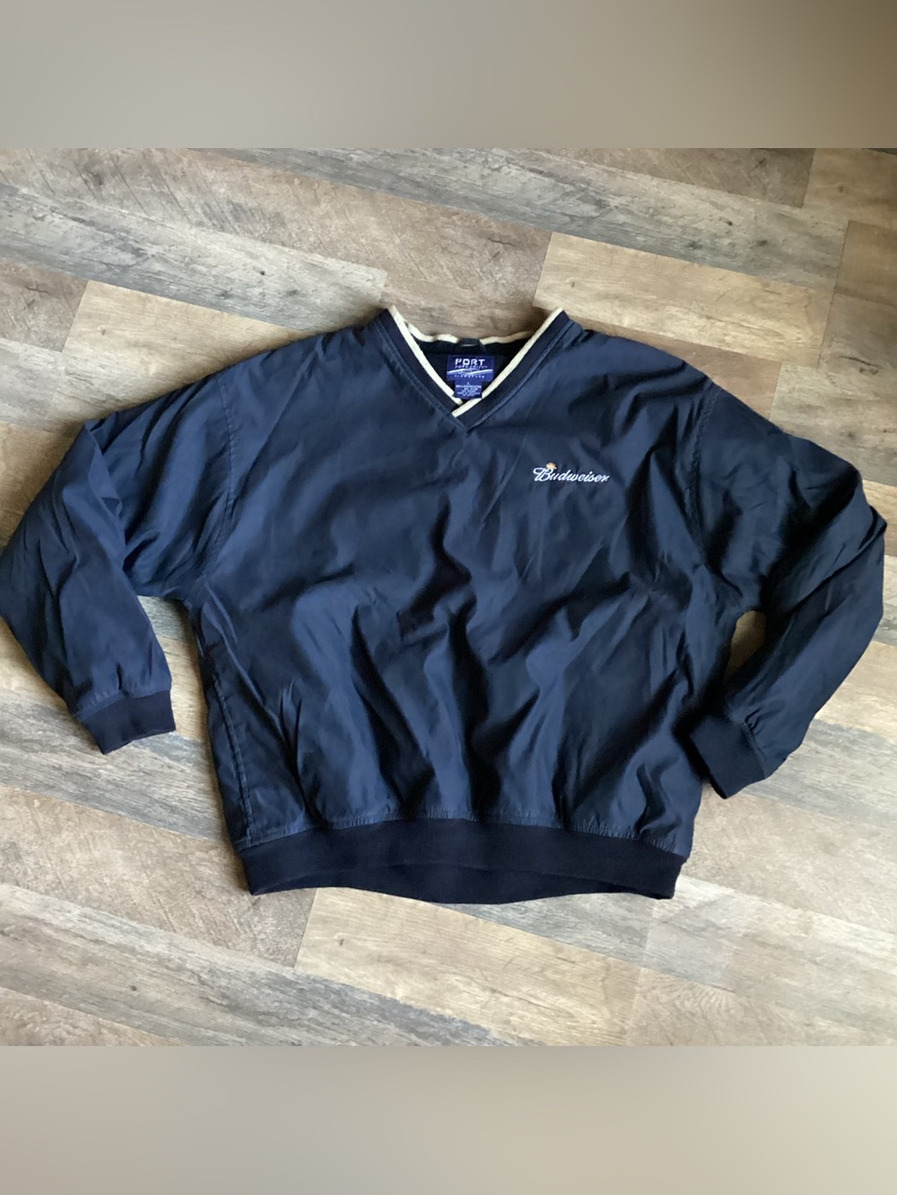 Port Authority Budweiser V-Neck Windbreaker Pullover with White Trim